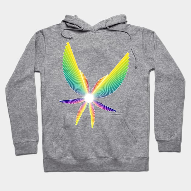 Rainbow Angel Seraphim | Flying Six Wing Bar Chart White Hoodie by aRtVerse